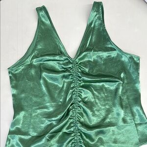 H&M Green Ruched Sleeveless Tank Top